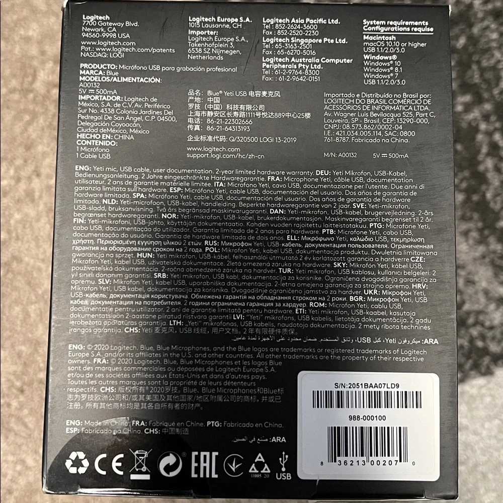 Yeti Blackout USB microphone, NIB!